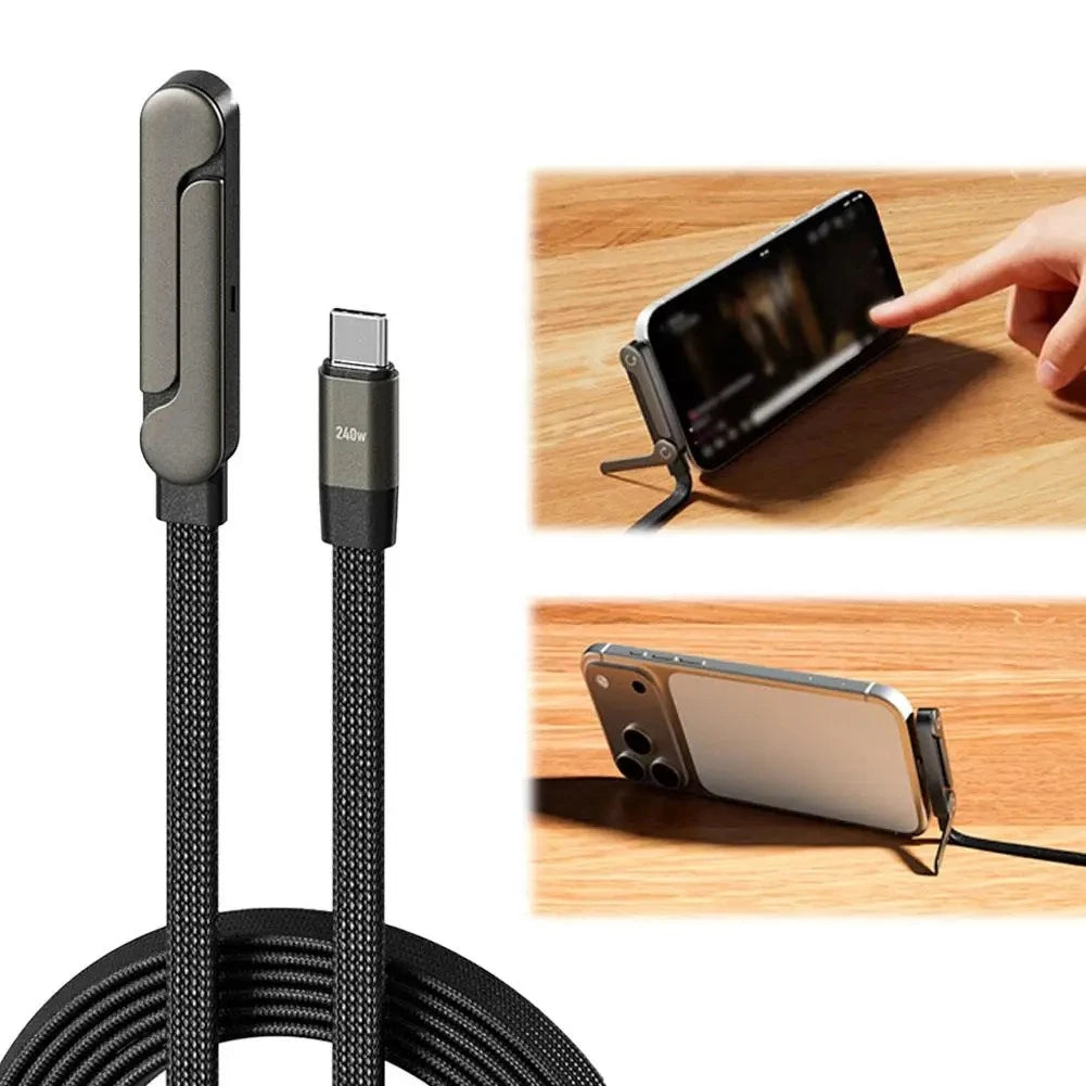 Press & Go® 2-in-1 USB-C Charging Cable & Foldable Phone Stand
